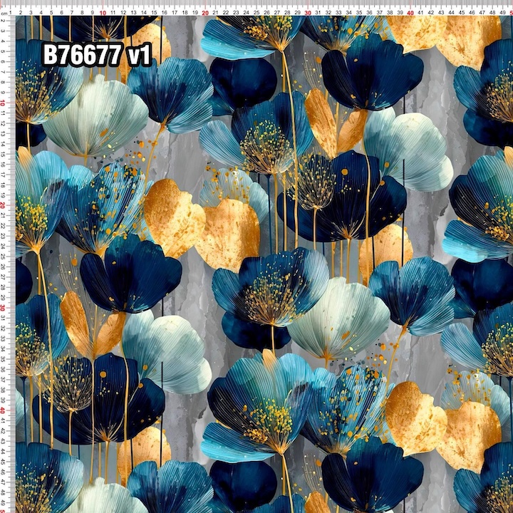 kuldsed sinised õied kangas kangad trikotaaz jersey dressikangas, french terry, kangasemu, aasaline, uhutud, kankaat, softshell